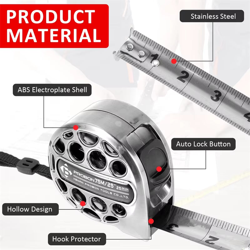 Heavy-Duty Waterproof Tape Measure (3M / 5M / 7.5M) – High-Precision Measuring Tool for Home & Woodworking